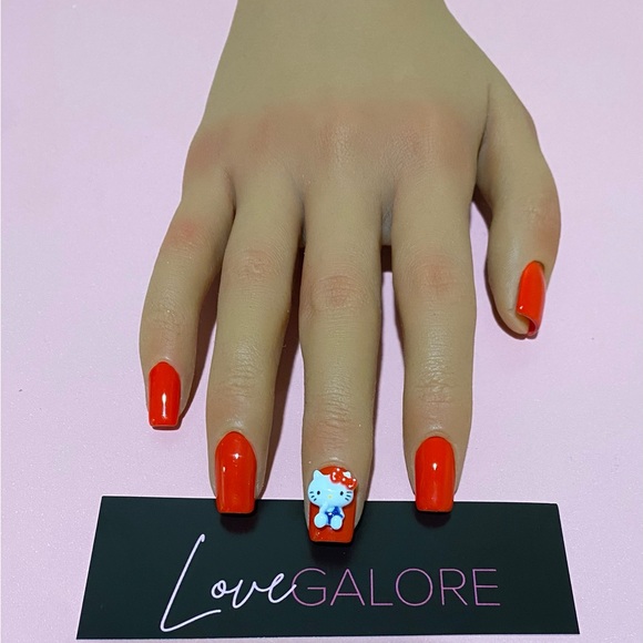 Handcrafted Press ons Red Hello Kitty theme Short Square- Love Galore - Picture 1 of 5